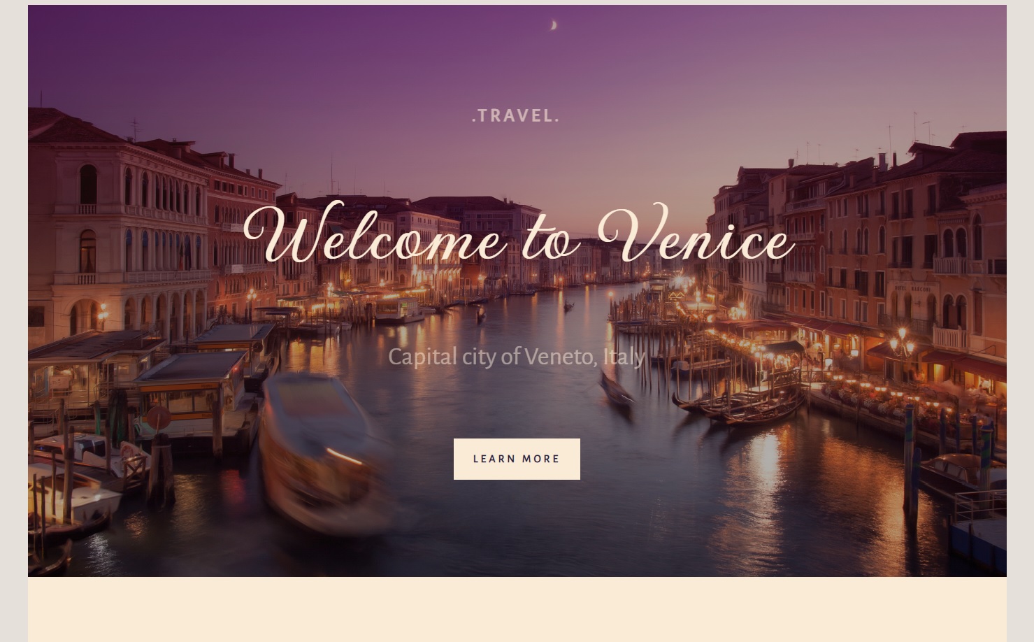 Travel destination landing page image